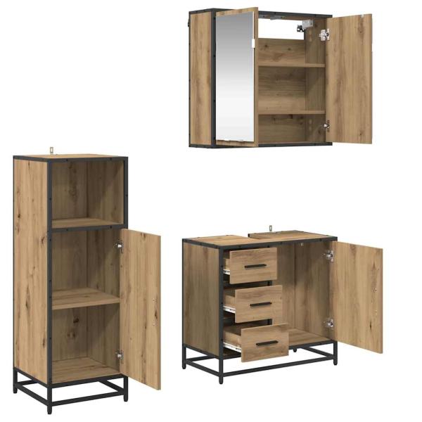 Badezimmermöbel Set mit Tür 3 pcs Artisan-Eiche 65 x 33 x 60 cm