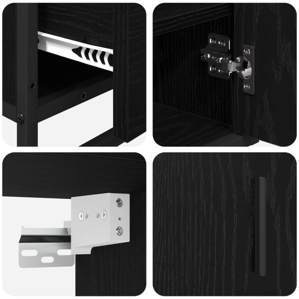 Badezimmermöbel Set 3 pcs Schwarz Eichen-Optik 65 x 33 x 60 cm