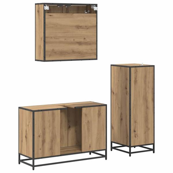 Badezimmermöbel Set mit Tür 3 pcs Artisan-Eiche 90 x 33 x 60 cm