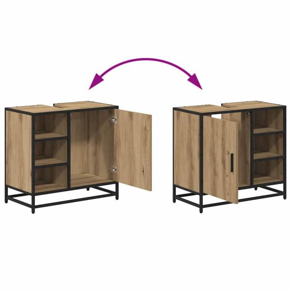 Badezimmermöbel Set mit Tür 3 pcs Artisan-Eiche 65 x 33 x 60 cm