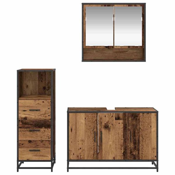 Badezimmermöbel Set 3 pcs Altholz 90 x 33 x 60 cm Holzwerkstoff