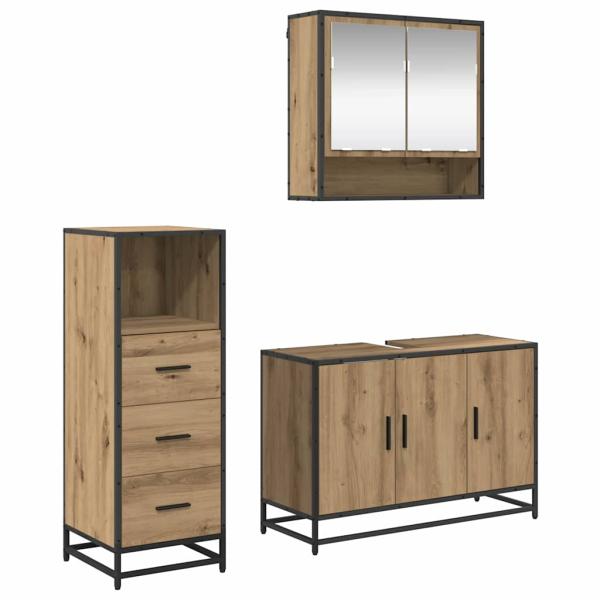 Badezimmermöbel Set mit Tür 3 pcs Artisan-Eiche 90 x 33 x 60 cm