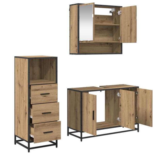 Badezimmermöbel Set mit Tür 3 pcs Artisan-Eiche 90 x 33 x 60 cm