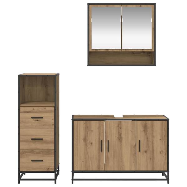 Badezimmermöbel Set mit Tür 3 pcs Artisan-Eiche 90 x 33 x 60 cm
