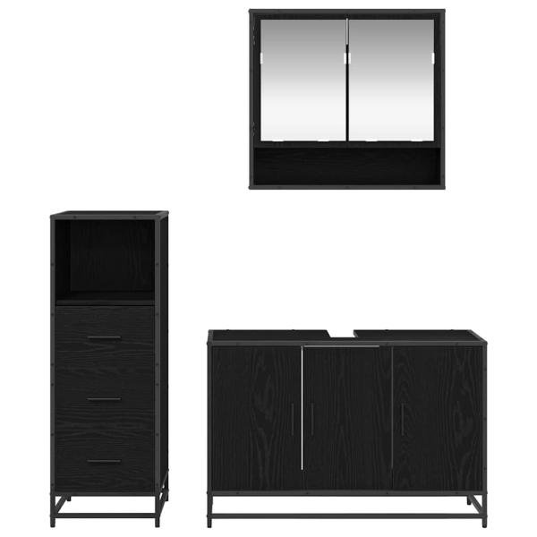 Badezimmermöbel Set 3 pcs Schwarz Eichen-Optik 90 x 33 x 60 cm