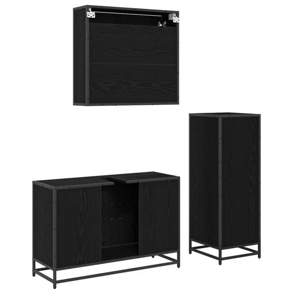 Badezimmermöbel Set 3 pcs Schwarz Eichen-Optik 90 x 33 x 60 cm
