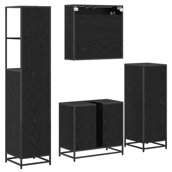 Badezimmermöbel Set 4 pcs Schwarz Eichen-Optik 65 x 33 x 60 cm