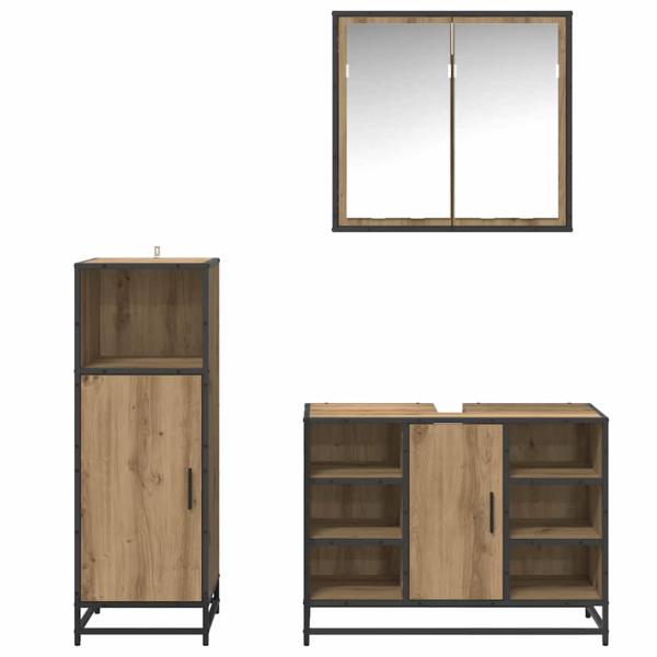 Badezimmermöbel Set mit Tür 3 pcs Artisan-Eiche 80 x 33 x 60 cm