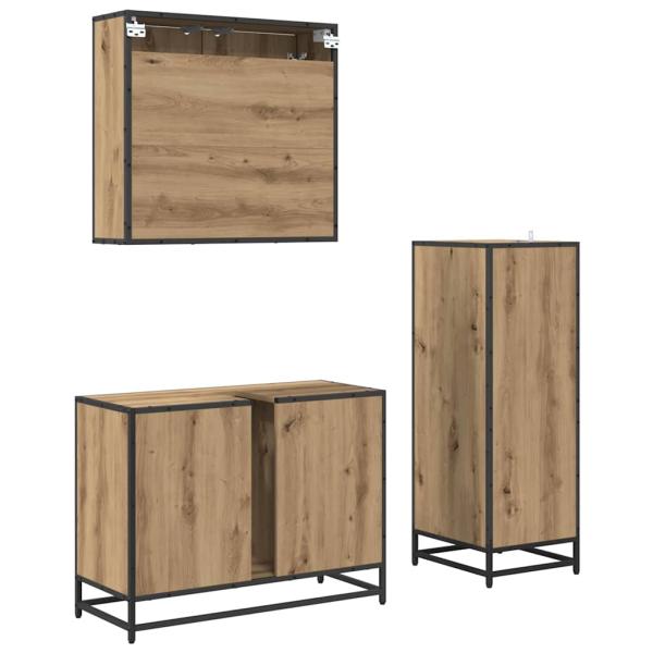 Badezimmermöbel Set mit Tür 3 pcs Artisan-Eiche 80 x 33 x 60 cm