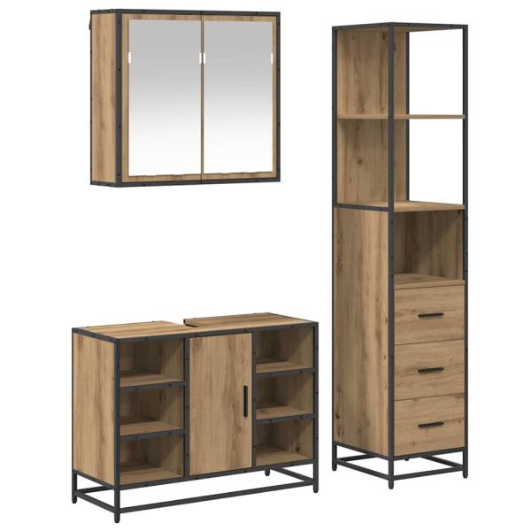 Badezimmermöbel Set mit Tür 3 pcs Artisan-Eiche 80 x 33 x 60 cm