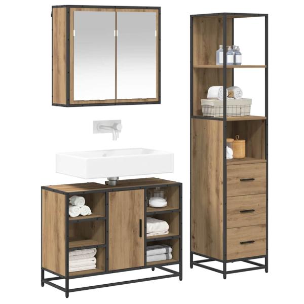 Badezimmermöbel Set mit Tür 3 pcs Artisan-Eiche 80 x 33 x 60 cm