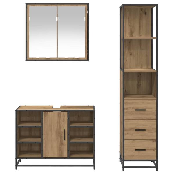 Badezimmermöbel Set mit Tür 3 pcs Artisan-Eiche 80 x 33 x 60 cm