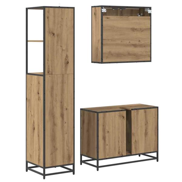 Badezimmermöbel Set mit Tür 3 pcs Artisan-Eiche 80 x 33 x 60 cm