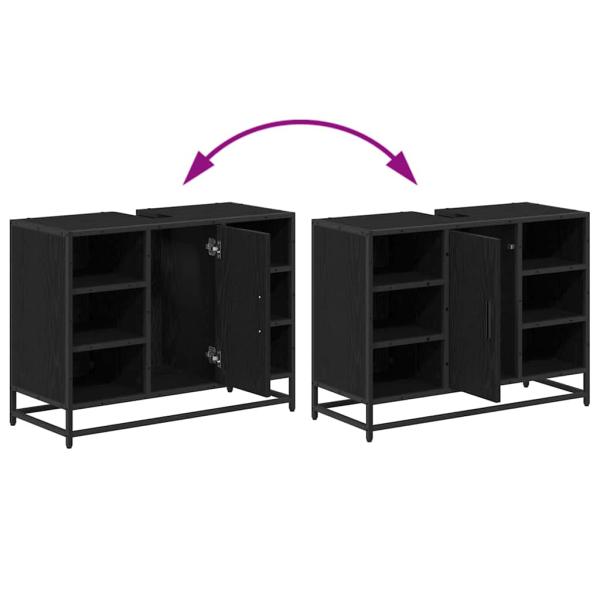 Badezimmermöbel Set 3 pcs Schwarz Eichen-Optik 80 x 33 x 60 cm