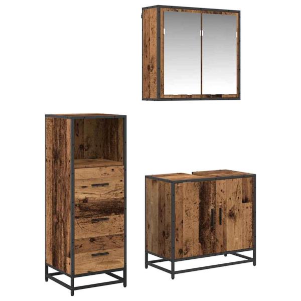 Badezimmermöbel Set 3 pcs Altholz 65 x 33 x 60 cm Holzwerkstoff