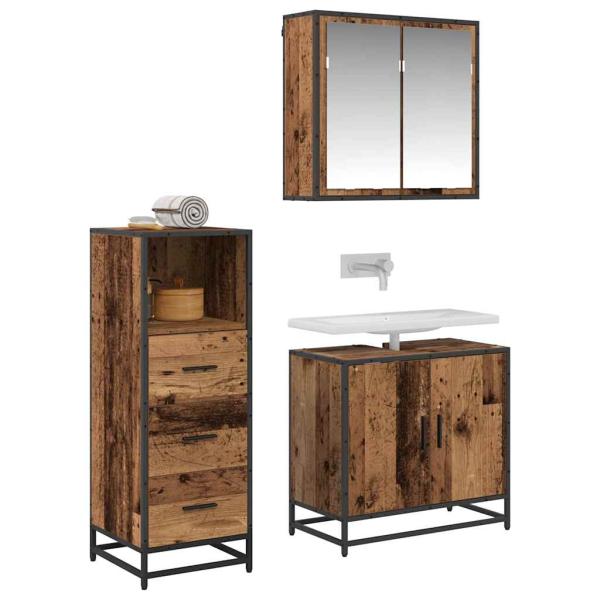Badezimmermöbel Set 3 pcs Altholz 65 x 33 x 60 cm Holzwerkstoff