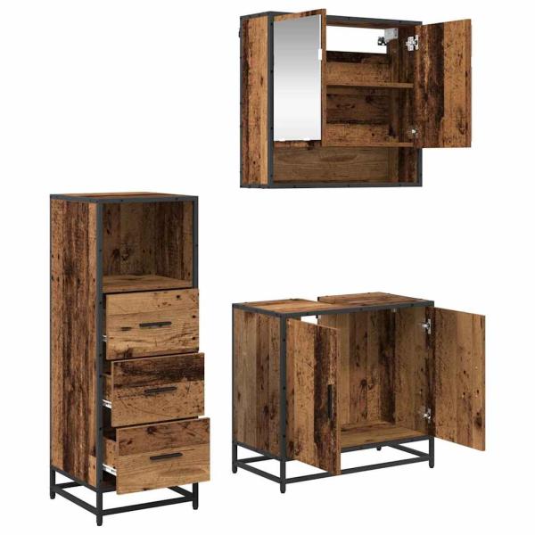 Badezimmermöbel Set 3 pcs Altholz 65 x 33 x 60 cm Holzwerkstoff