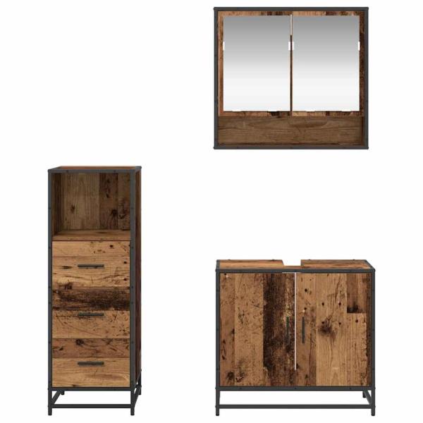 Badezimmermöbel Set 3 pcs Altholz 65 x 33 x 60 cm Holzwerkstoff