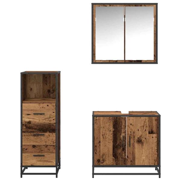 Badezimmermöbel Set 3 pcs Altholz 65 x 33 x 60 cm Holzwerkstoff