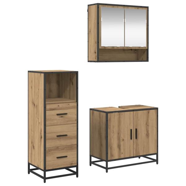 Badezimmermöbel Set mit Tür 3 pcs Artisan-Eiche 65 x 33 x 60 cm