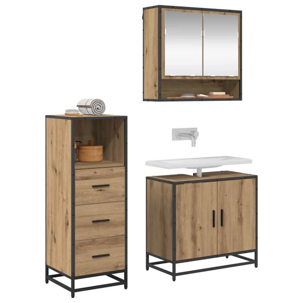 Badezimmermöbel Set mit Tür 3 pcs Artisan-Eiche 65 x 33 x 60 cm
