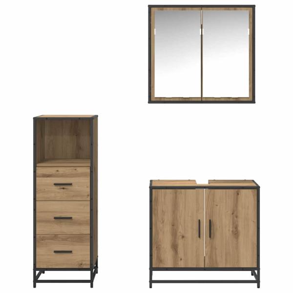 Badezimmermöbel Set mit Tür 3 pcs Artisan-Eiche 65 x 33 x 60 cm