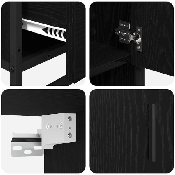 Badezimmermöbel Set 3 pcs Schwarz Eichen-Optik 65 x 33 x 60 cm