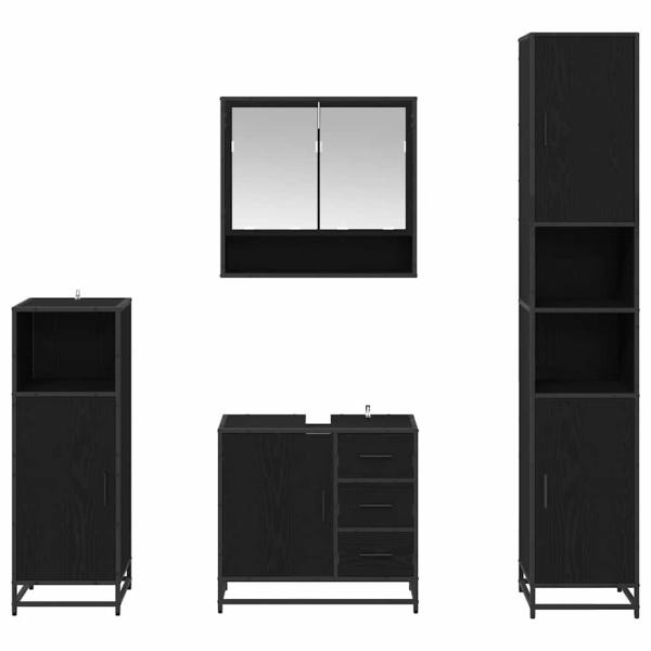 Badezimmermöbel Set mit Schubladen 4 pcs Schwarz Eichen-Optik