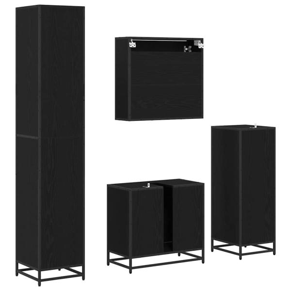 Badezimmermöbel Set mit Schubladen 4 pcs Schwarz Eichen-Optik