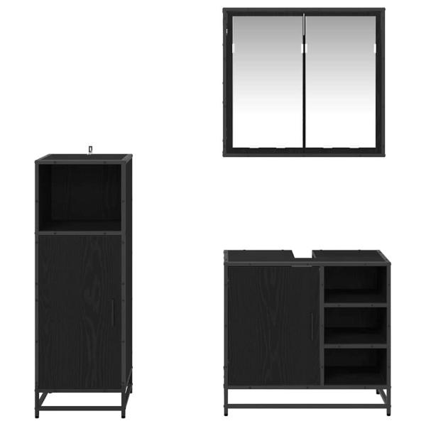 Badezimmermöbel Set 3 pcs Schwarz Eichen-Optik 65 x 33 x 60 cm