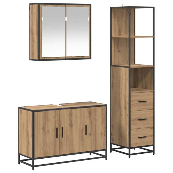 Badezimmermöbel Set mit Tür 3 pcs Artisan-Eiche 90 x 33 x 60 cm