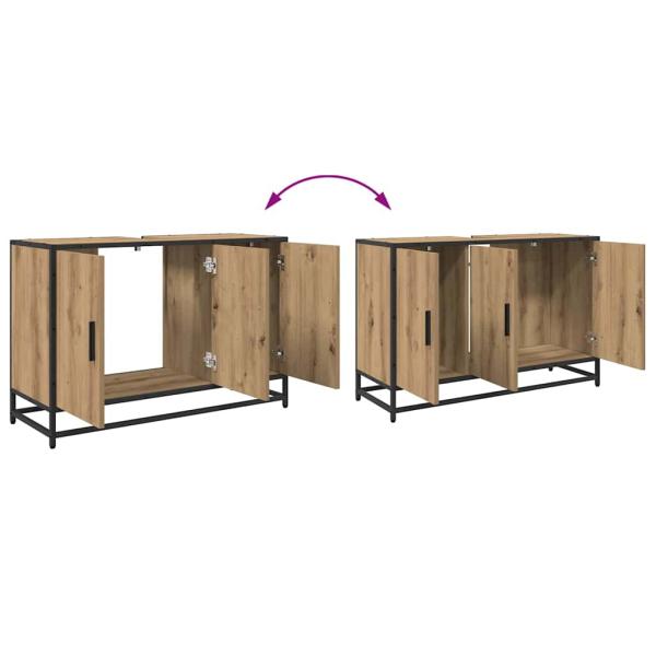 Badezimmermöbel Set mit Tür 3 pcs Artisan-Eiche 90 x 33 x 60 cm