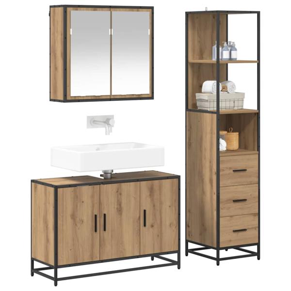 Badezimmermöbel Set mit Tür 3 pcs Artisan-Eiche 90 x 33 x 60 cm