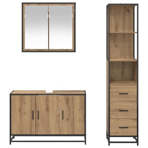 Badezimmermöbel Set mit Tür 3 pcs Artisan-Eiche 90 x 33 x 60 cm
