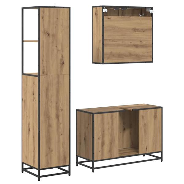 Badezimmermöbel Set mit Tür 3 pcs Artisan-Eiche 90 x 33 x 60 cm
