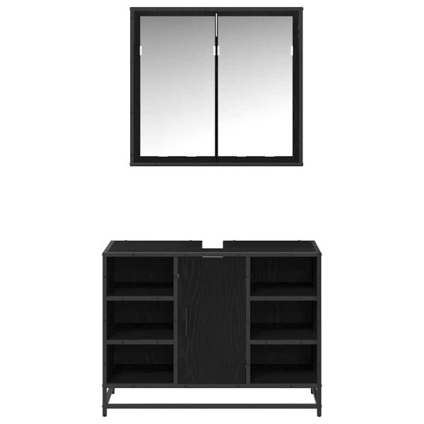 Badezimmermöbel Set 2 pcs Schwarz Eichen-Optik 80 x 33 x 60 cm