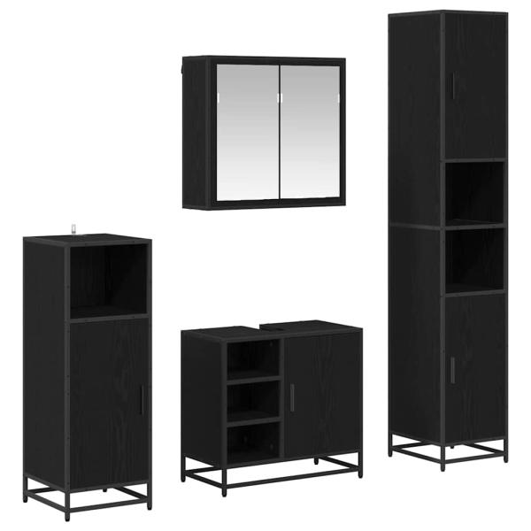 Badezimmermöbel Set 4 pcs Schwarz Eichen-Optik 65 x 33 x 60 cm