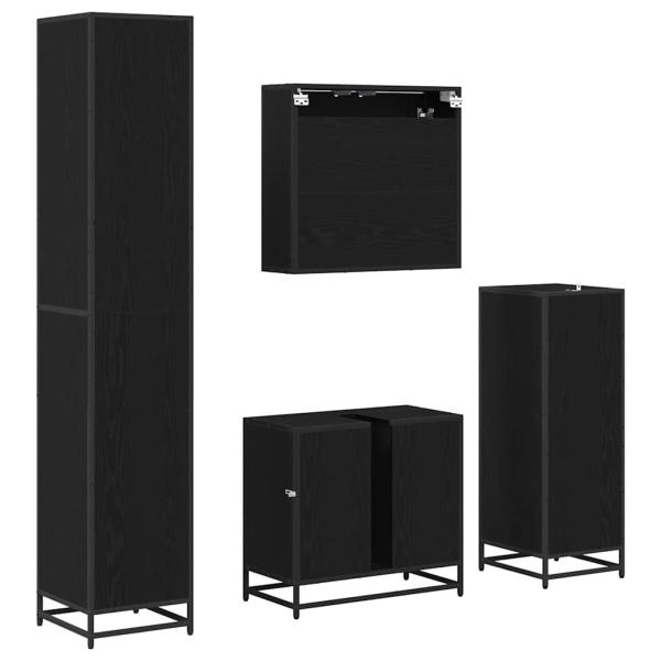 Badezimmermöbel Set 4 pcs Schwarz Eichen-Optik 65 x 33 x 60 cm