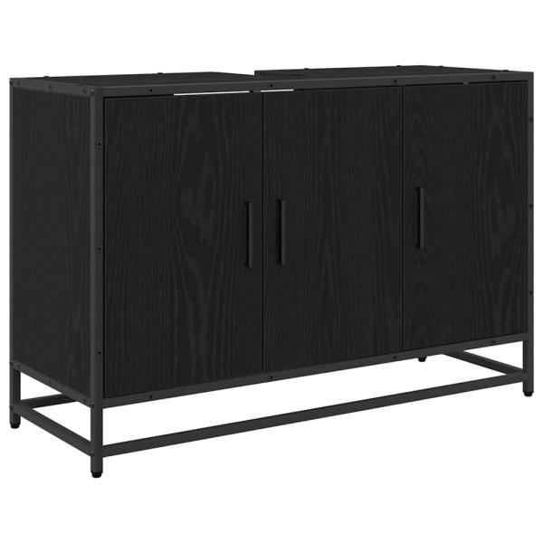 Badezimmermöbel Set 4 pcs Schwarz Eichen-Optik 90 x 33 x 60 cm