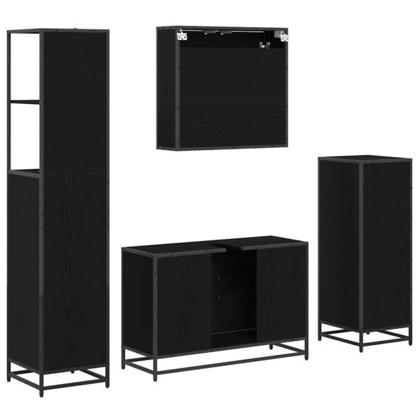 Badezimmermöbel Set 4 pcs Schwarz Eichen-Optik 90 x 33 x 60 cm