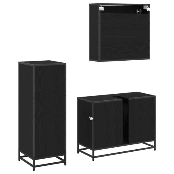 Badezimmermöbel Set 3 pcs Schwarz Eichen-Optik 80 x 33 x 60 cm