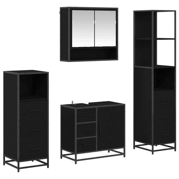 Badezimmermöbel Set 4 pcs Schwarz Eichen-Optik 65 x 33 x 60 cm