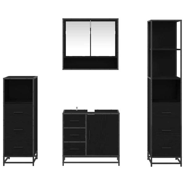 Badezimmermöbel Set 4 pcs Schwarz Eichen-Optik 65 x 33 x 60 cm