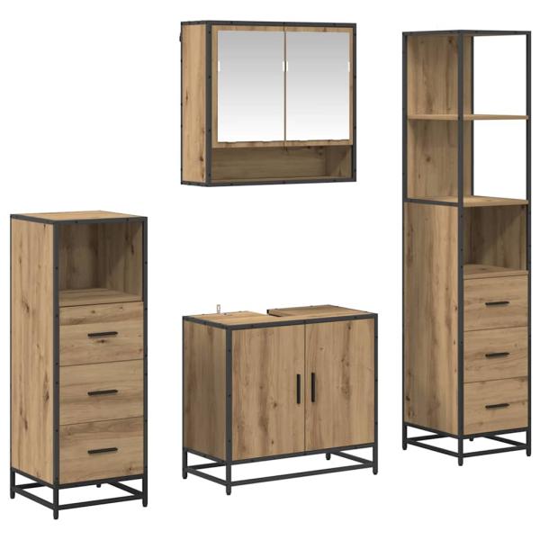 Badezimmermöbel Set mit Tür 4 pcs Artisan-Eiche 65 x 33 x 60 cm