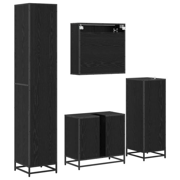 Badezimmermöbel Set 4 pcs Schwarz Eichen-Optik 65 x 33 x 60 cm