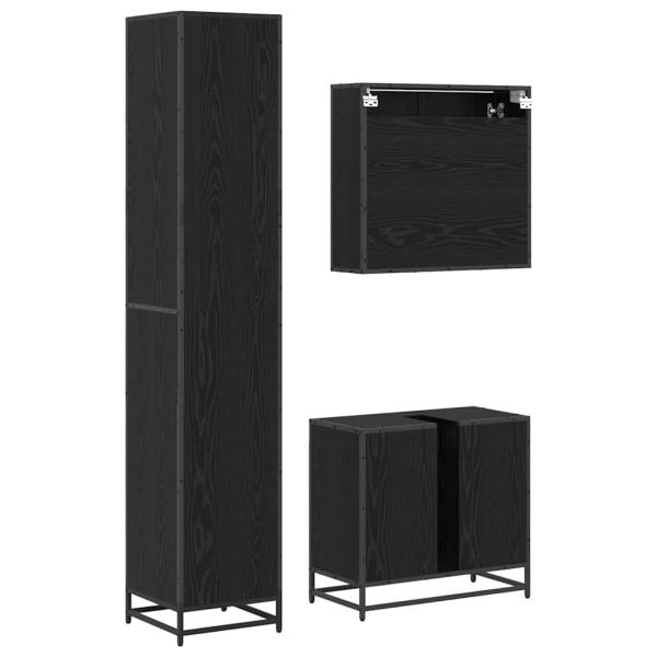 Badezimmermöbel Set 3 pcs Schwarz Eichen-Optik 65 x 33 x 60 cm