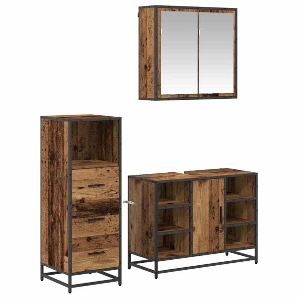 Badezimmermöbel Set 3 pcs Altholz 80 x 33 x 60 cm Holzwerkstoff