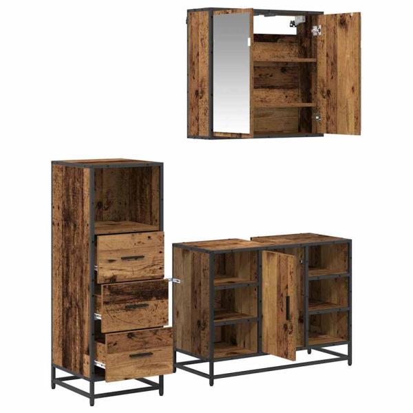 Badezimmermöbel Set 3 pcs Altholz 80 x 33 x 60 cm Holzwerkstoff