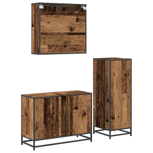 Badezimmermöbel Set 3 pcs Altholz 80 x 33 x 60 cm Holzwerkstoff