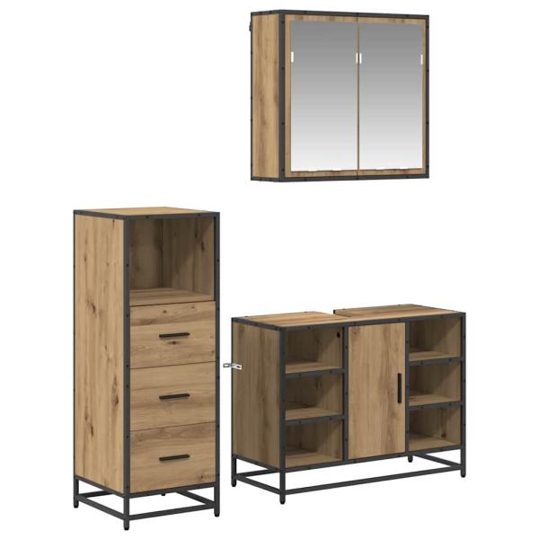 Badezimmermöbel Set mit Tür 3 pcs Artisan-Eiche 80 x 33 x 60 cm